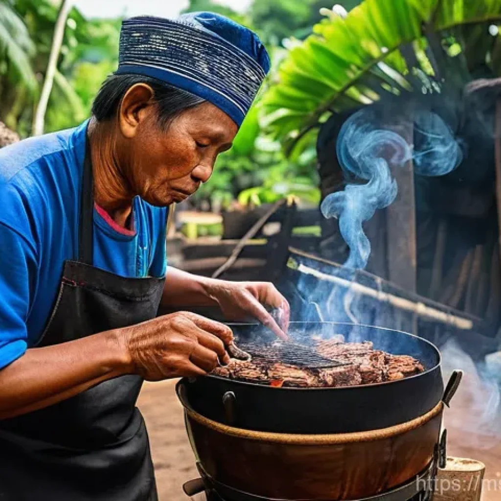 훈제 기법과 조리 시간의 관계 - **Prompt 1: The Artisan of Smoke**
A realistic image of an adult Malaysian man or woman, wearing...