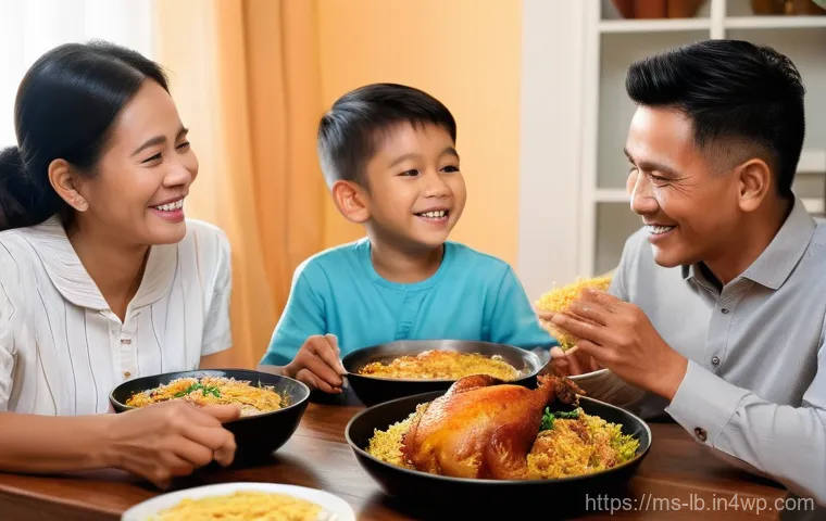 훈제 기법의 이해를 돕는 비디오 자료 추천 - A happy Malaysian family, including a mother, father, and two children (around 6-10 years old), gath...