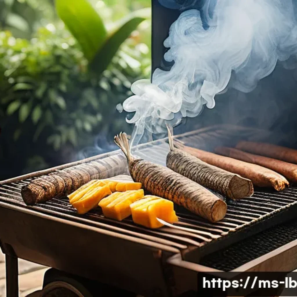 훈제 기법의 실수와 해결 방법 - A traditional Malaysian outdoor smoking setup with a variety of natural hardwood logs such as teak a...