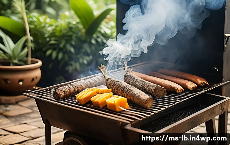 훈제 기법의 실수와 해결 방법 - A traditional Malaysian outdoor smoking setup with a variety of natural hardwood logs such as teak a...